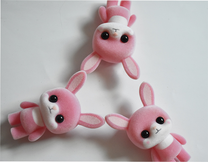 塑胶植绒鲜粉兔-景年塑胶 (7)